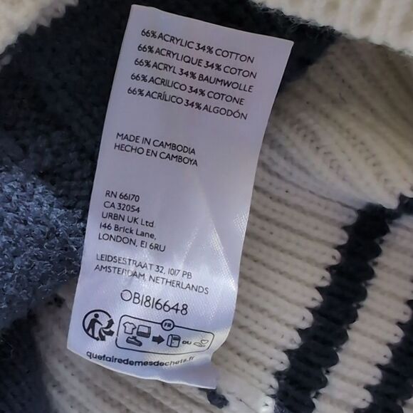 Bdg navy cable knit varsity v-neck pullover sweater size M - Picture 5 of 9